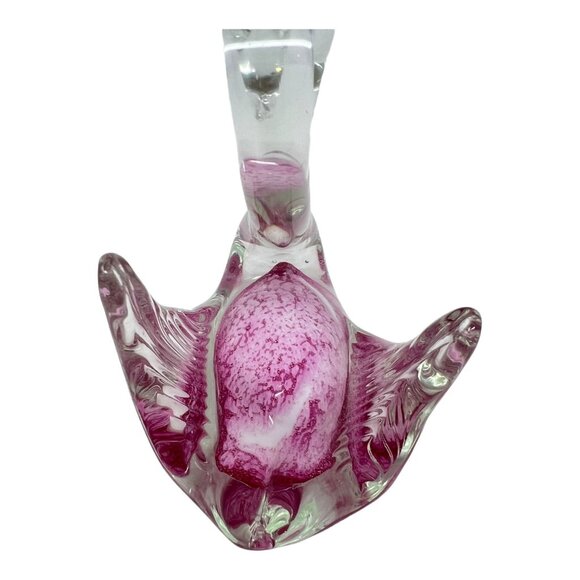 Fused Handblown Glass Swan Figurine Pink Clear Decorative Collectible Art Piece - Picture 9 of 11